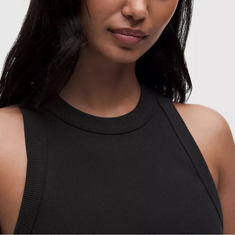 Abito Midi Nero Senza Maniche In Maglia