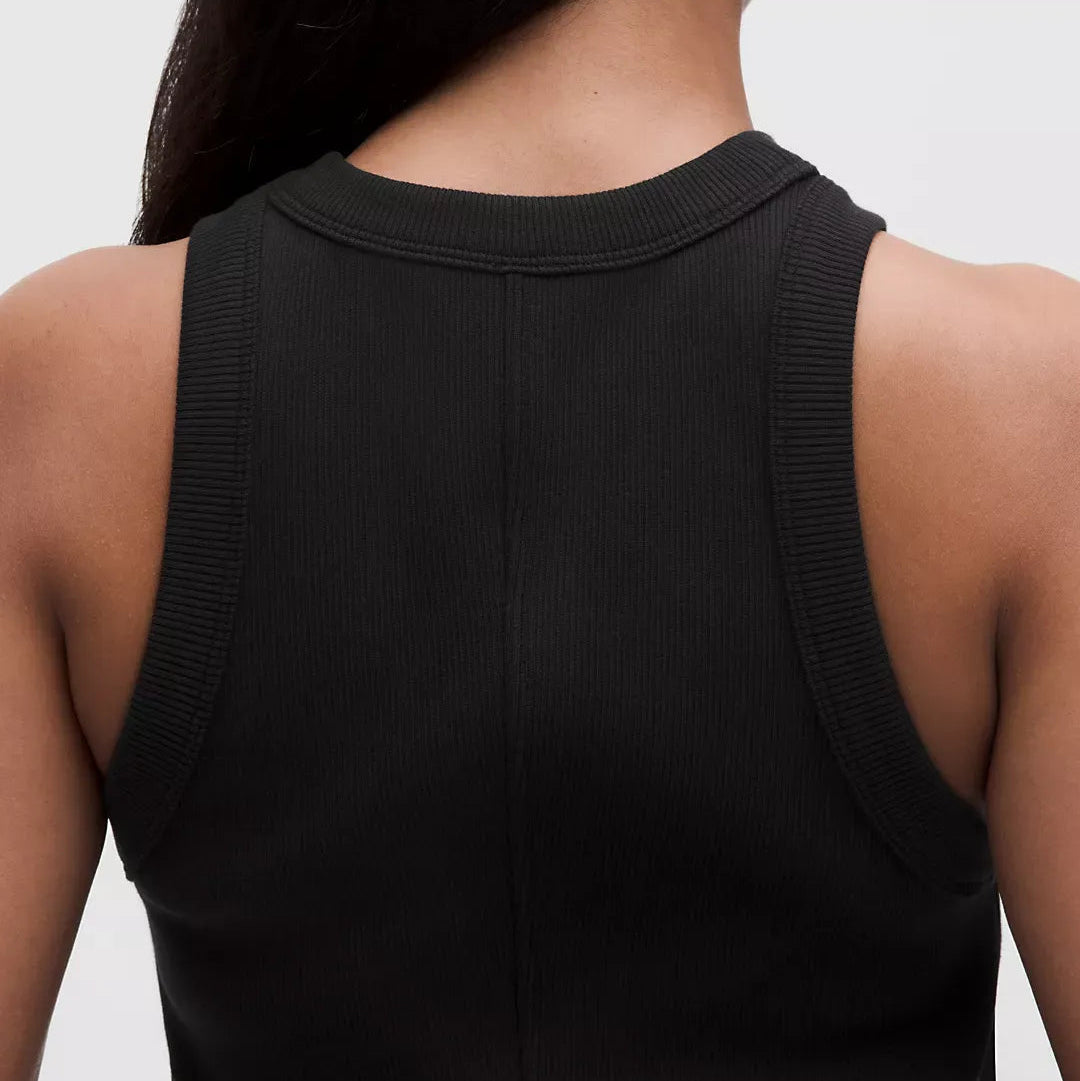 Abito Midi Nero Senza Maniche In Maglia